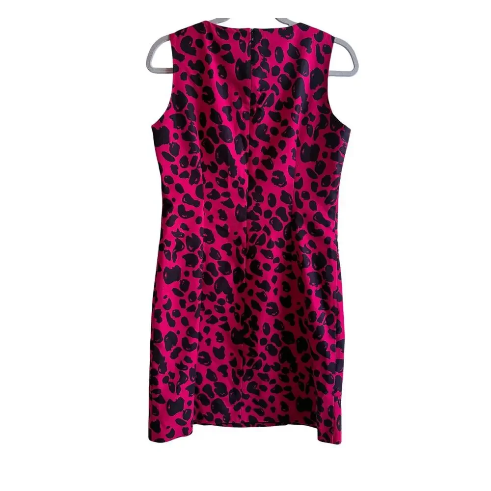 Michael Kors Pink Leopard Print Sleeveless Sheath Dress Women’s Size 4 Office